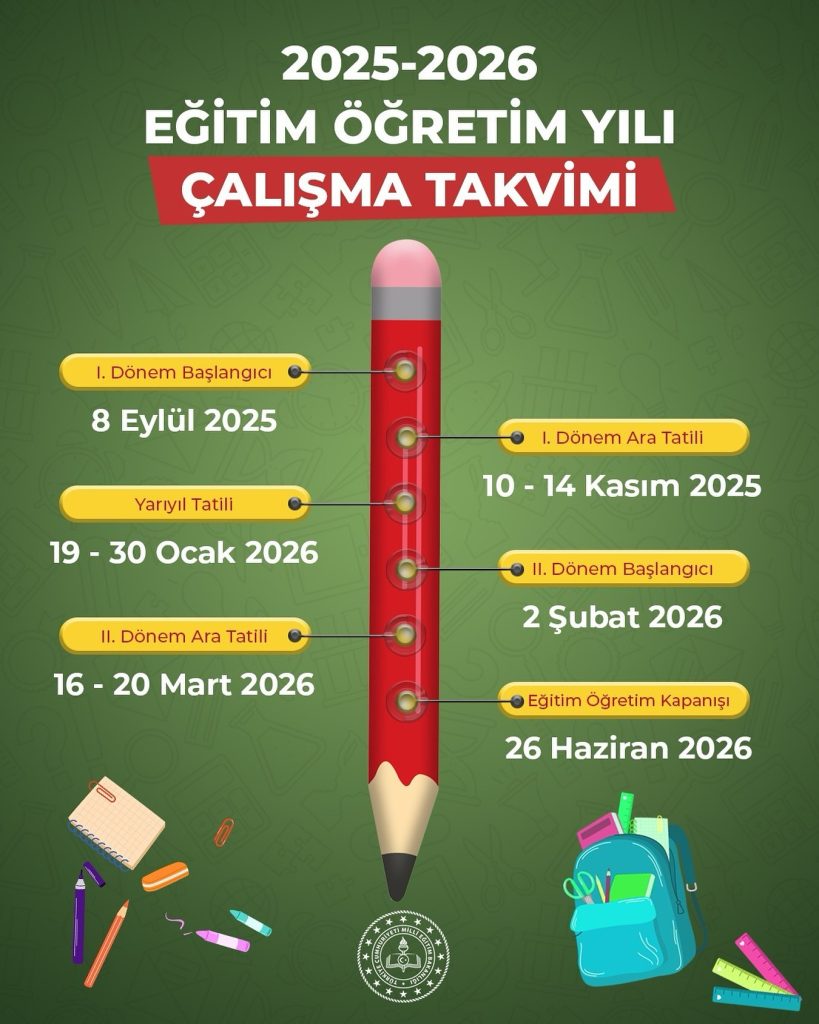 MEB 2025-2026 Eğitim Öğretim Yılı Çalışma Takvimi